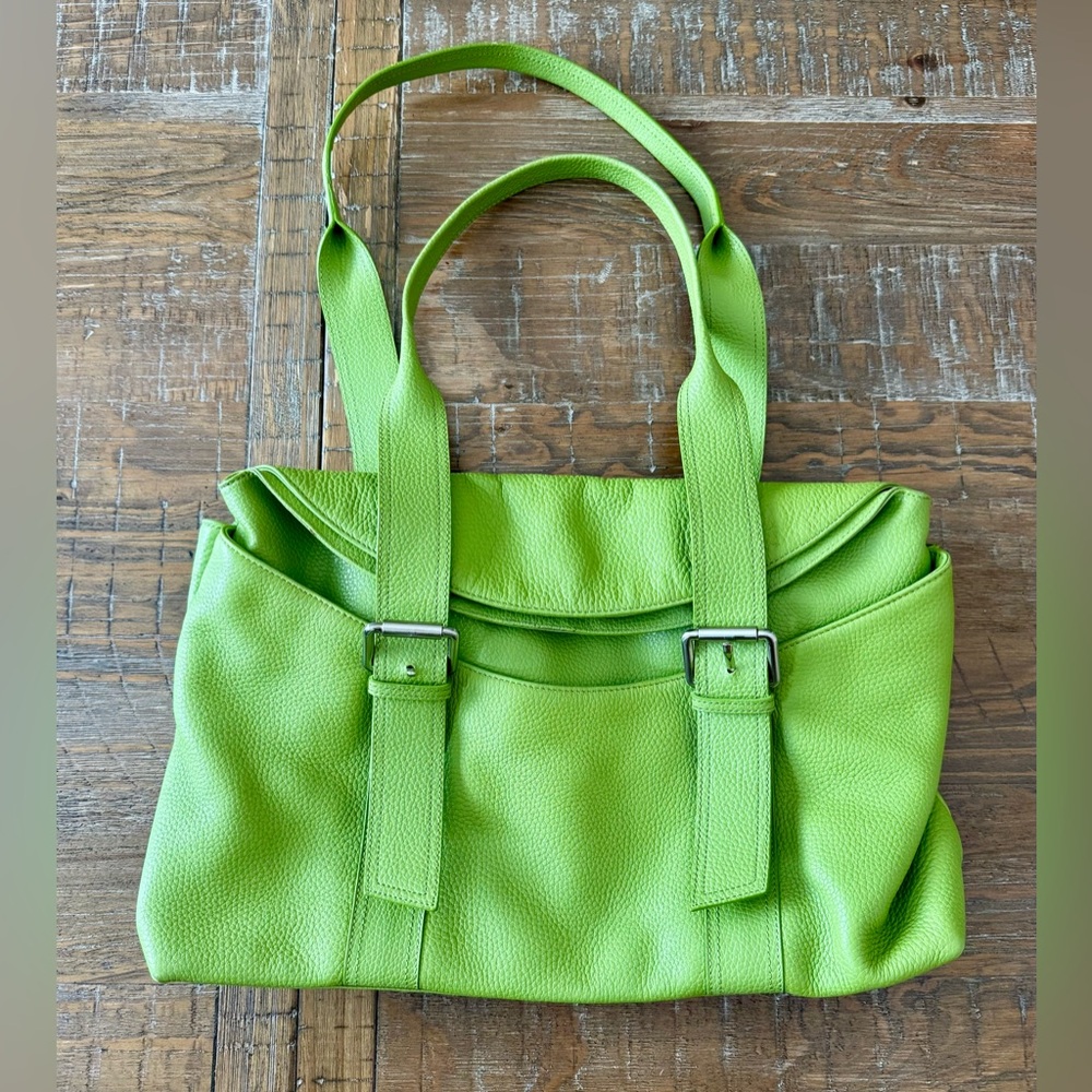 Coldwater Creek Large Green Women’s Genuine Leather Tote Bag